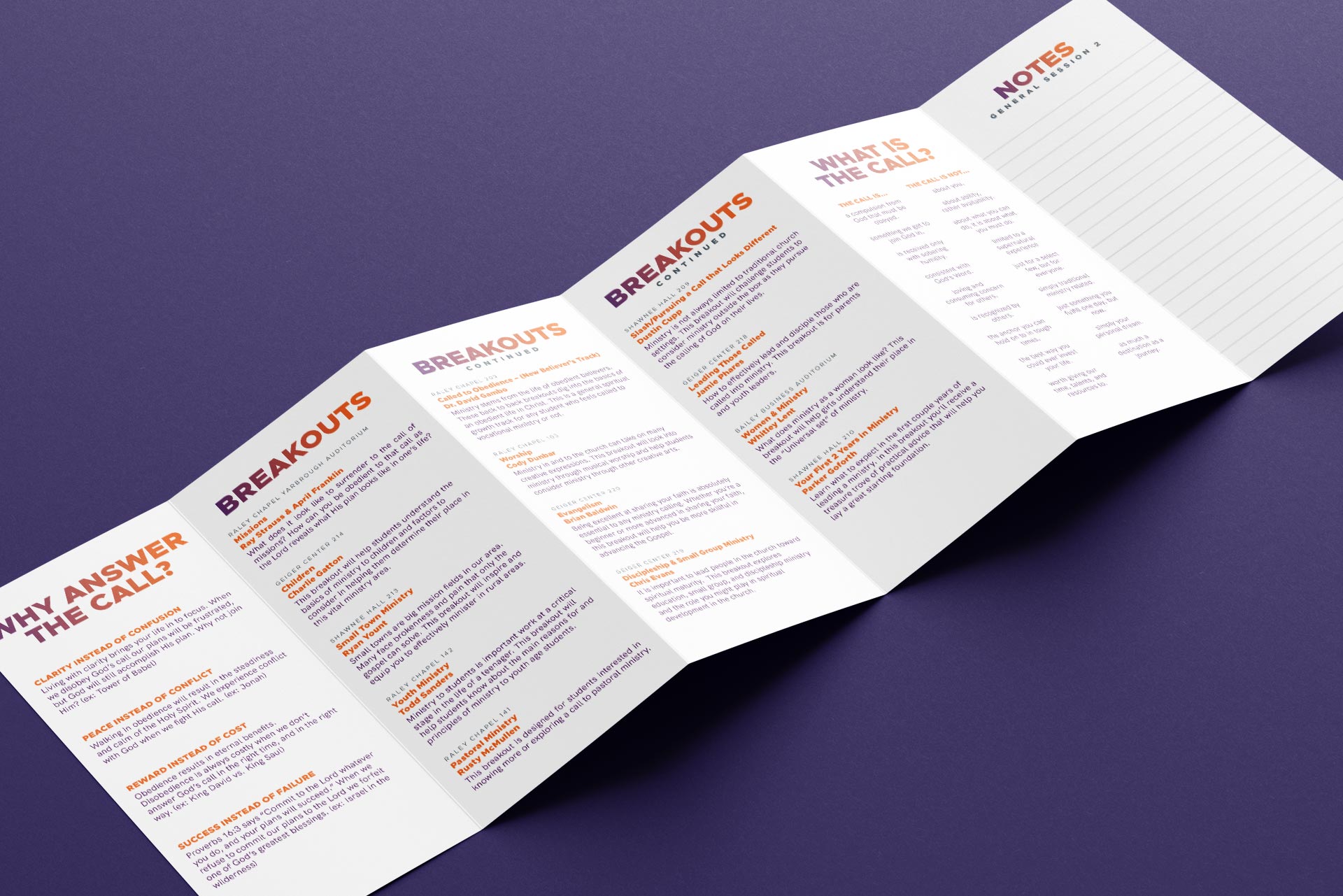 The back of the Call Conference program