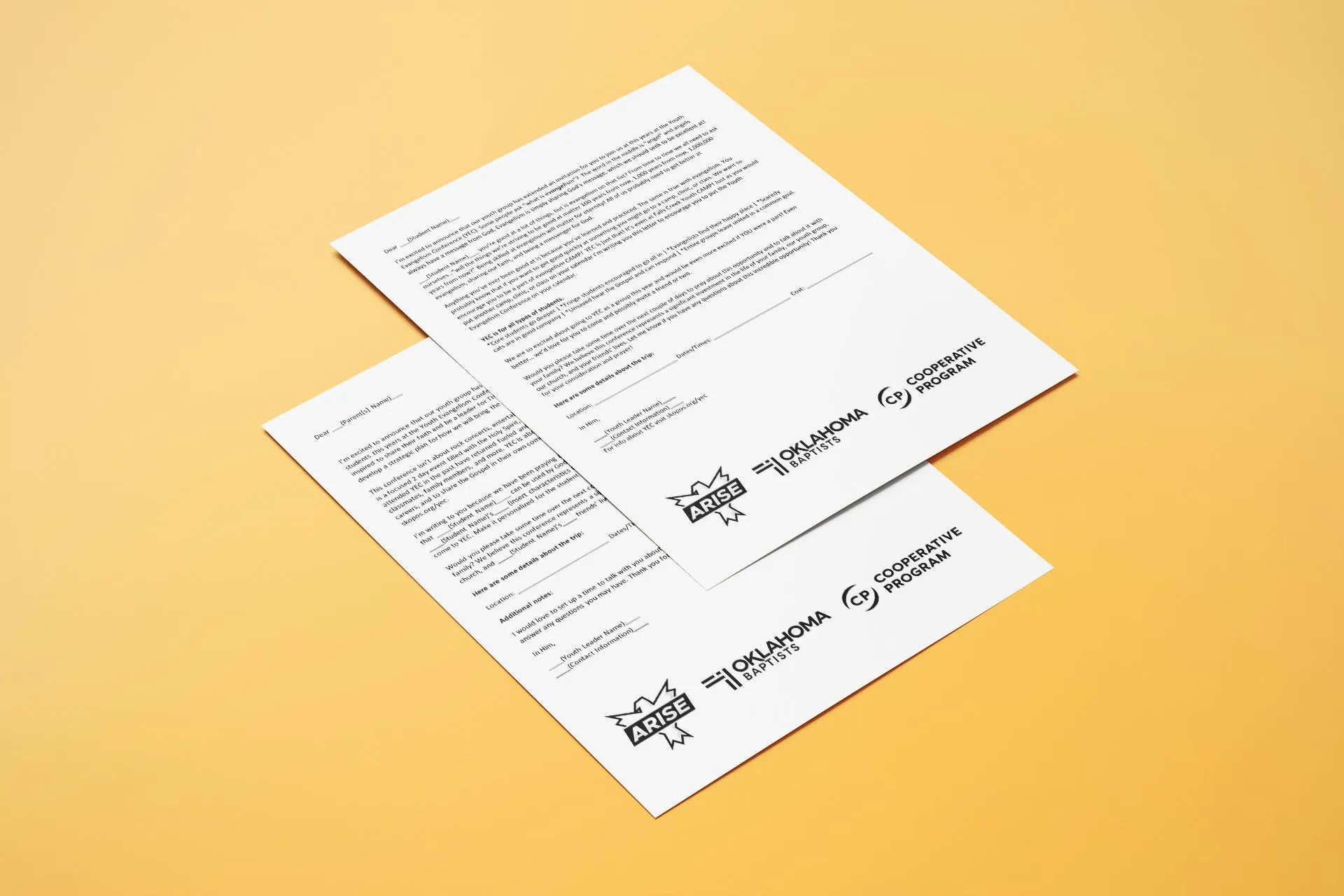 Letters to parents and students with a standardized footer for branding purposes.