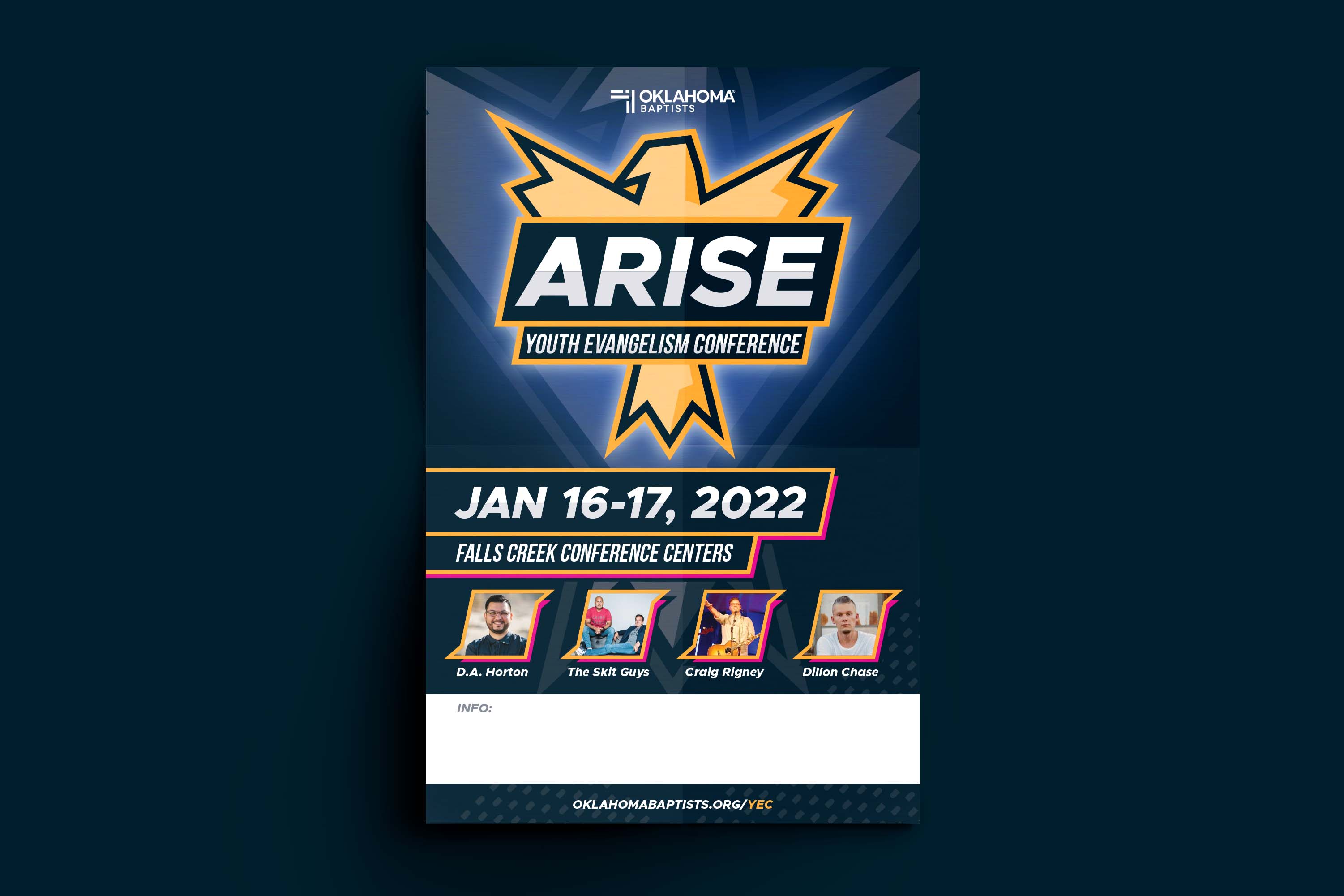 The front of a poster mailer to help student pastors and churches get involved in promotion.